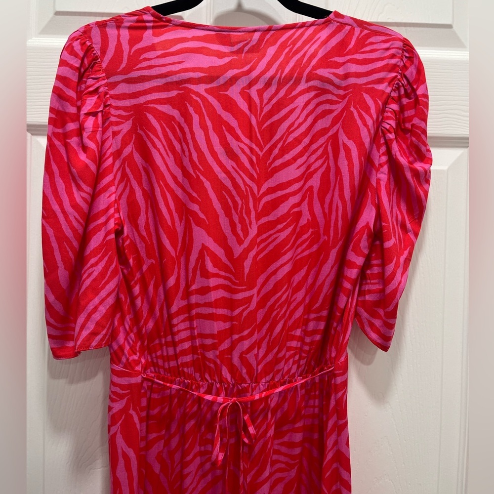 NWT LTS |‎ Long Tall Sally Bright Pink Zebra Print Midi Tea Dress Size 8 Tall - Picture 9 of 16